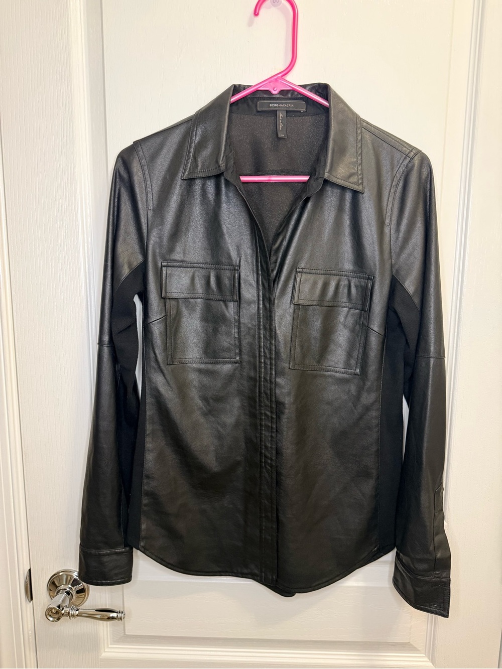 BSBG LEATHER-Look Black Shirt Jacket - XS LIKE NEW